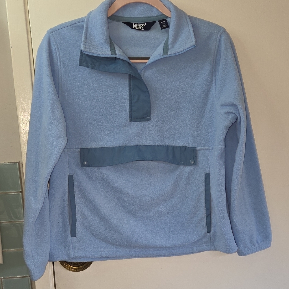 Lands' End Light Blue Fleece Pullover